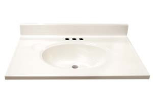 19" Cultured Marble Vanity Tops - Solid White