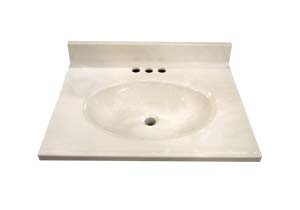 19" Cultured Marble Vanity Tops - White Swirl on White