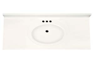 Solid White Finish 22 Depth Cultured Marble Vanity Tops Super