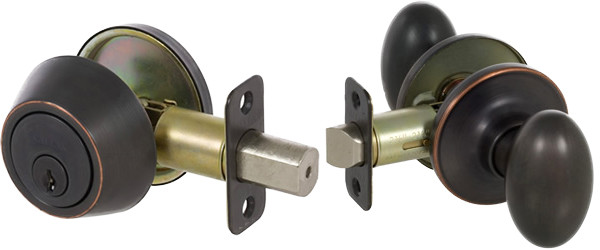 Bennett Series Lever-Style Door Handles - Edged Bronze Finish