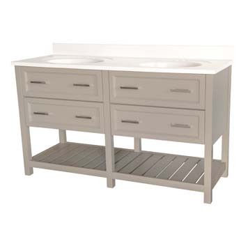Soo Contemporary Vanity Collection, Chesswood 30 Inch Vanity Combo In Grey With Stone Top