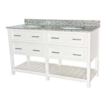 Contemporary Vanity 60 Inch - Sorento Style in White