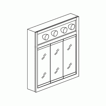 Bathroom Vanity Medicine Cabinet With Lights, 30 Inch - Glossy White GWMC3030L