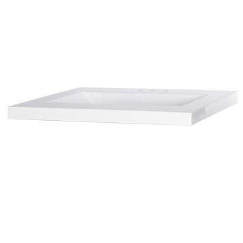 25" Wave Bowl Cultured Marble Vanity Top - White, 22" Depth