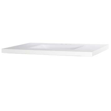 37" Wave Bowl Cultured Marble Vanity Top - White, 22" Depth