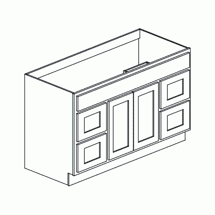 Bathroom Vanity with Drawers - 48 Inch - Unfinished Shaker Maple UNFV4821D