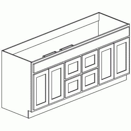 Bathroom Vanity with Drawers - 72 Inch - Unfinished Shaker Maple UNFV7221D