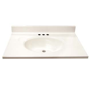 31" Single Bowl Cultured Marble Vanity Top - Solid White, 19" Depth