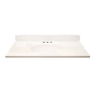 37" Single Bowl Cultured Marble Vanity Top - Solid White, 19" Depth