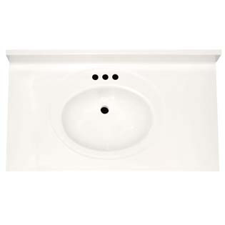 37" Single Bowl Cultured Marble Vanity Top - Solid White, 22" Depth