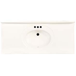 49" Single Bowl Cultured Marble Vanity Top - Solid White, 22" Depth