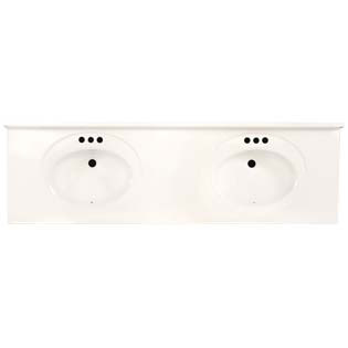 73" Double Bowl Cultured Marble Vanity Top - Solid White, 22" Depth