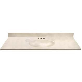 49" Single Bowl Cultured Marble Vanity Top - White Swirl on White, 19" Depth