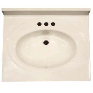 25" Single Bowl Cultured Marble Vanity Top - White Swirl on White, 22" Depth