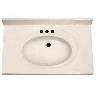 31" Single Bowl Cultured Marble Vanity Top - White Swirl on White, 22" Depth