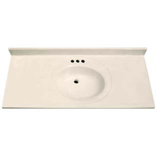 49" Single Bowl Cultured Marble Vanity Top - White Swirl on White, 22" Depth