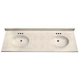 73" Double Bowl Cultured Marble Vanity Top - White Swirl on White, 22" Depth