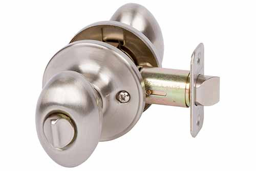 Locking Privacy Door Knob - Carlyle Satin Nickel