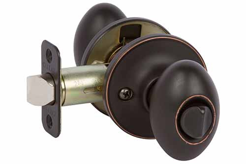 Locking Privacy Door Knob - Carlyle Edged Bronze