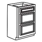 Drawer Base Cabinet 24 Inch - Antique White AWDB24-3