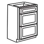 Drawer Base Cabinet 18 Inch - Shaker Black SBDB18-3