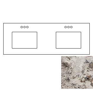 61x22 Bianco Venato Granite Top - Double Bowl