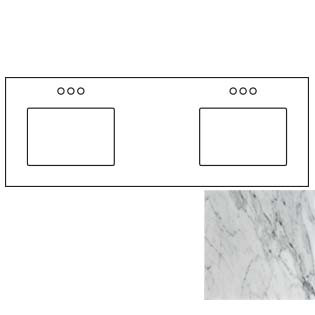 73x22 Carrara White Marble Vanity Top - Double Bowl