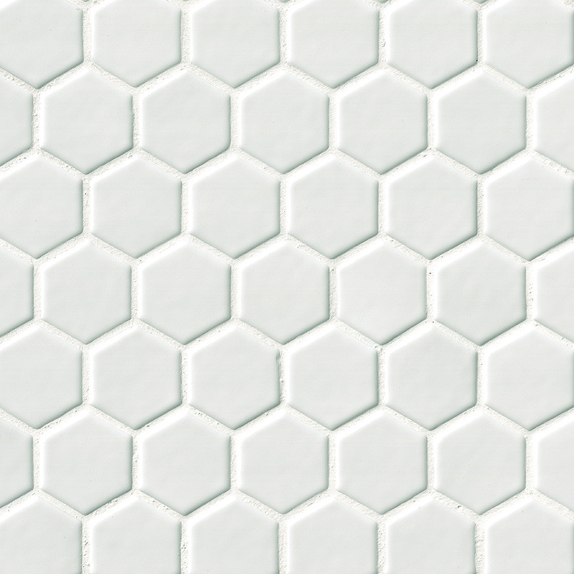 Whisper White 8mm Hexagon Tile