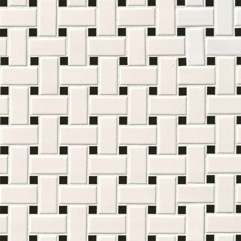 White and Black Basket Weave Mosaic Tile