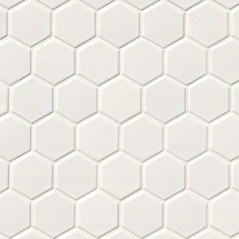 Glossy White 2x2 Hexagon Mosaic Tile