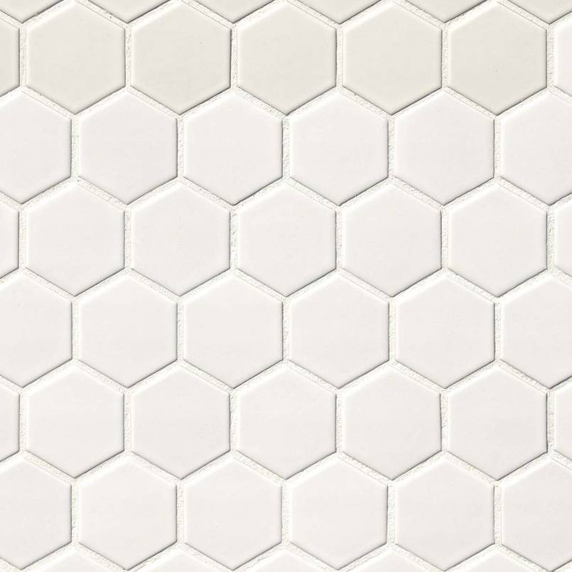 Matte White 2x2 Hexagon Mosaic Tile
