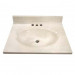 17" Single Bowl Cultured Marble Vanity Top - White Swirl on White, 19" Depth