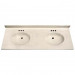 61" Double Bowl Cultured Marble Vanity Top - White Swirl on White, 22" Depth