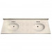 73" Double Bowl Cultured Marble Vanity Top - White Swirl on White, 22" Depth