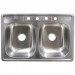 Stainless Steel Top Mount Sink - Double Bowl SS33226