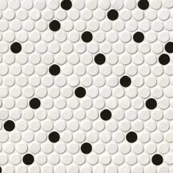 White and Black Penny Round Glossy Mosaic Tile